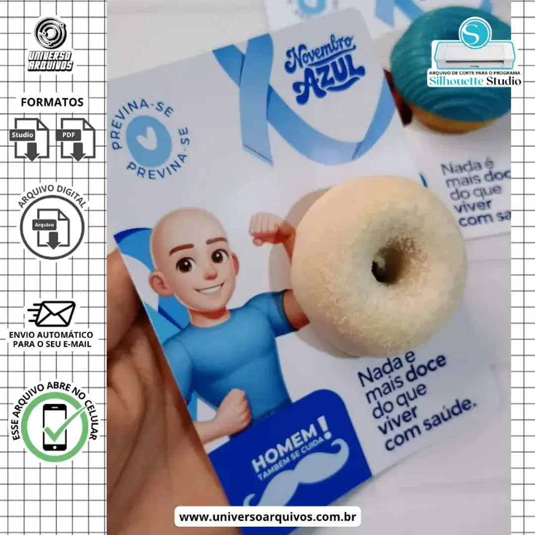 Arquivo de Corte Card Rosquinha Novembro azul 1