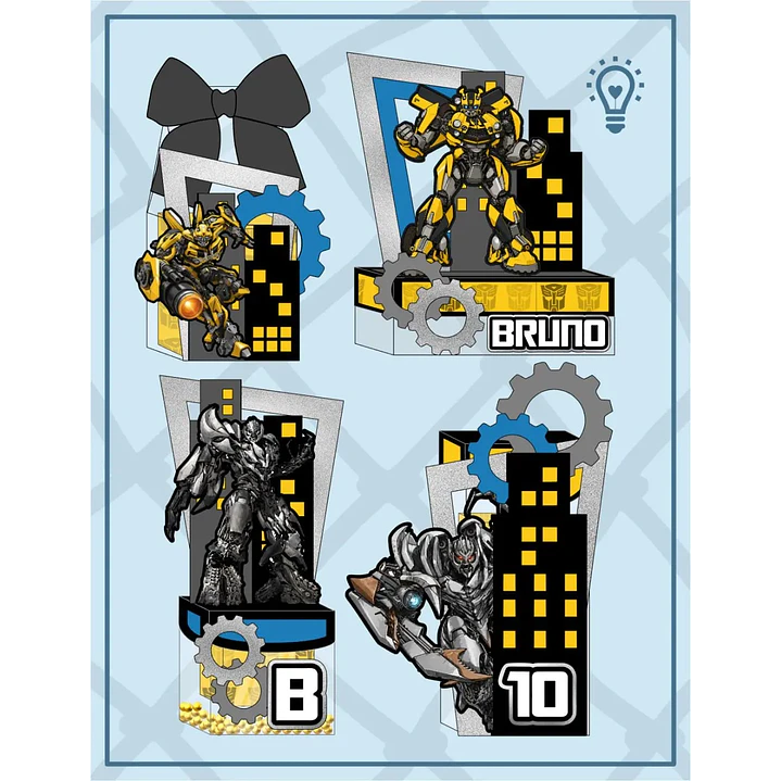 Arquivo de Corte Kit Festa Cenarismo Transformers Bumblebee | Studio + PDF 1