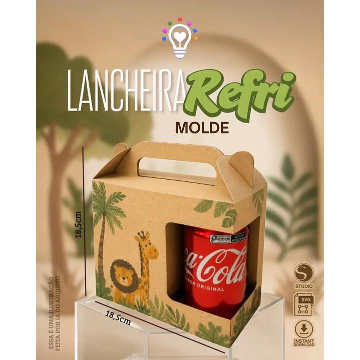 Arquivo de Corte Molde Lancheira Refri | Studio + SVG 1
