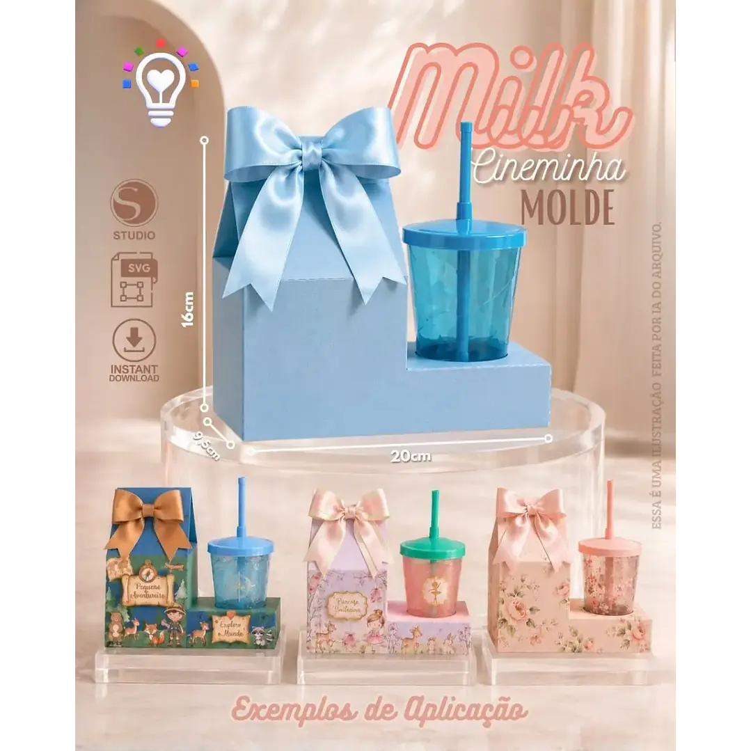 Arquivo de Corte Molde  Milk com Copo Twister | Studio + SVG 1
