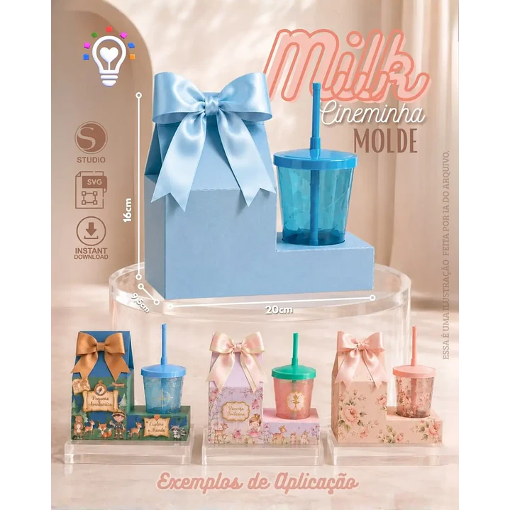 Arquivo de Corte Molde  Milk com Copo Twister | Studio + SVG 1