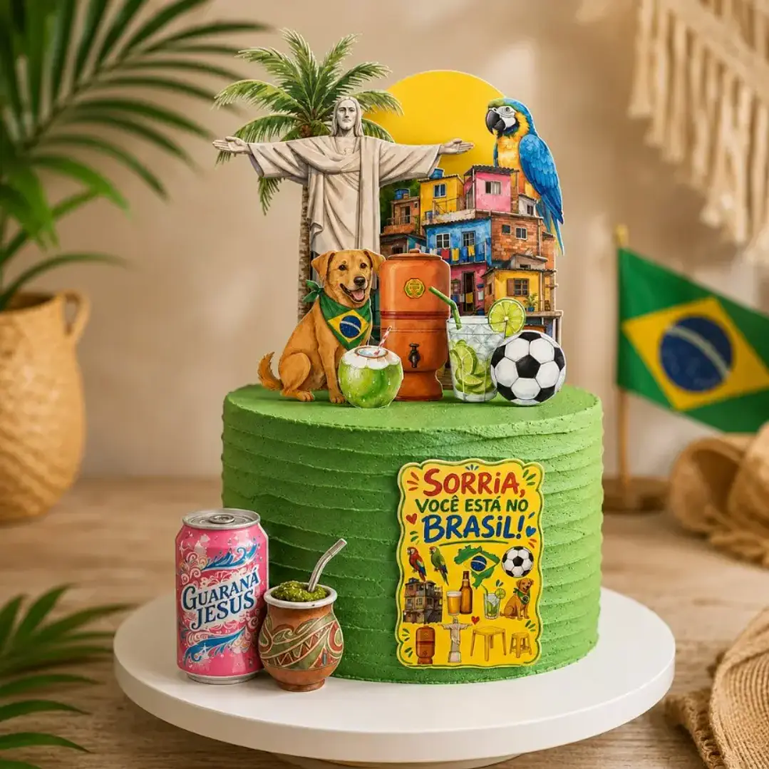  Arquivo de Corte Topo de Bolo Brasilidades | Studio + PDF 1