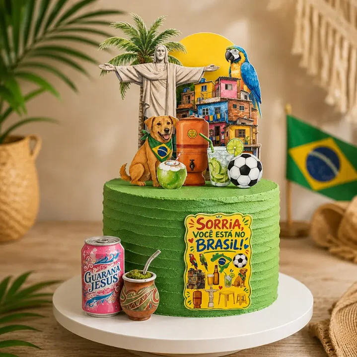  Arquivo de Corte Topo de Bolo Brasilidades | Studio + PDF 1
