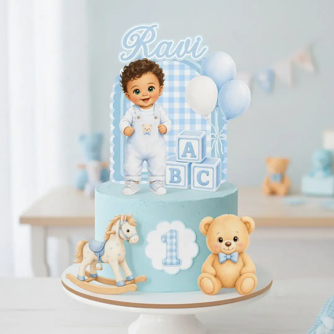 Arquivo de Corte Topo de Bolo Bebe 1 Ano Menino | Studio + PDF 1