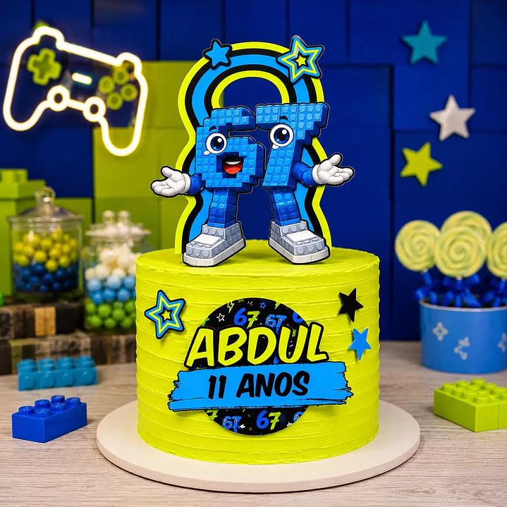 Arquivo de Corte Topo de Bolo 67  Azul | Studio + PDF 1