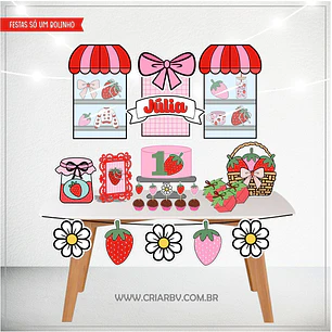 Arquivo de Corte Kit Festa Morango | Studio + PDF