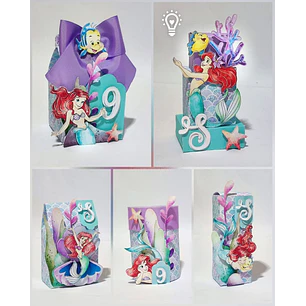 Arquivo de Corte Kit Festa Ariel A Pequena Sereia | Studio + PDF