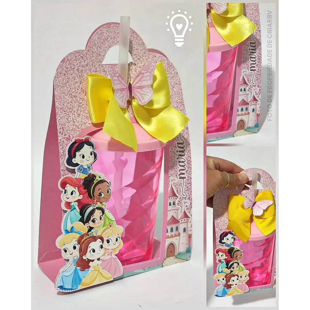 Arquivo de Corte Caixa Copo Bolha Princesas Disney | Studio + PDF 1