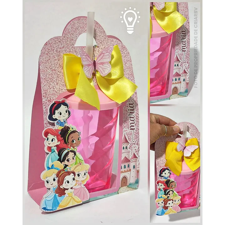Arquivo de Corte Caixa Copo Bolha Princesas Disney | Studio + PDF 1