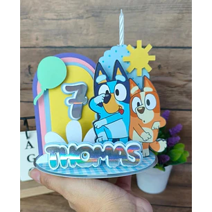 Arquivo de Corte Topo de Bolo Cenário Bluey Vela 3D | Studio