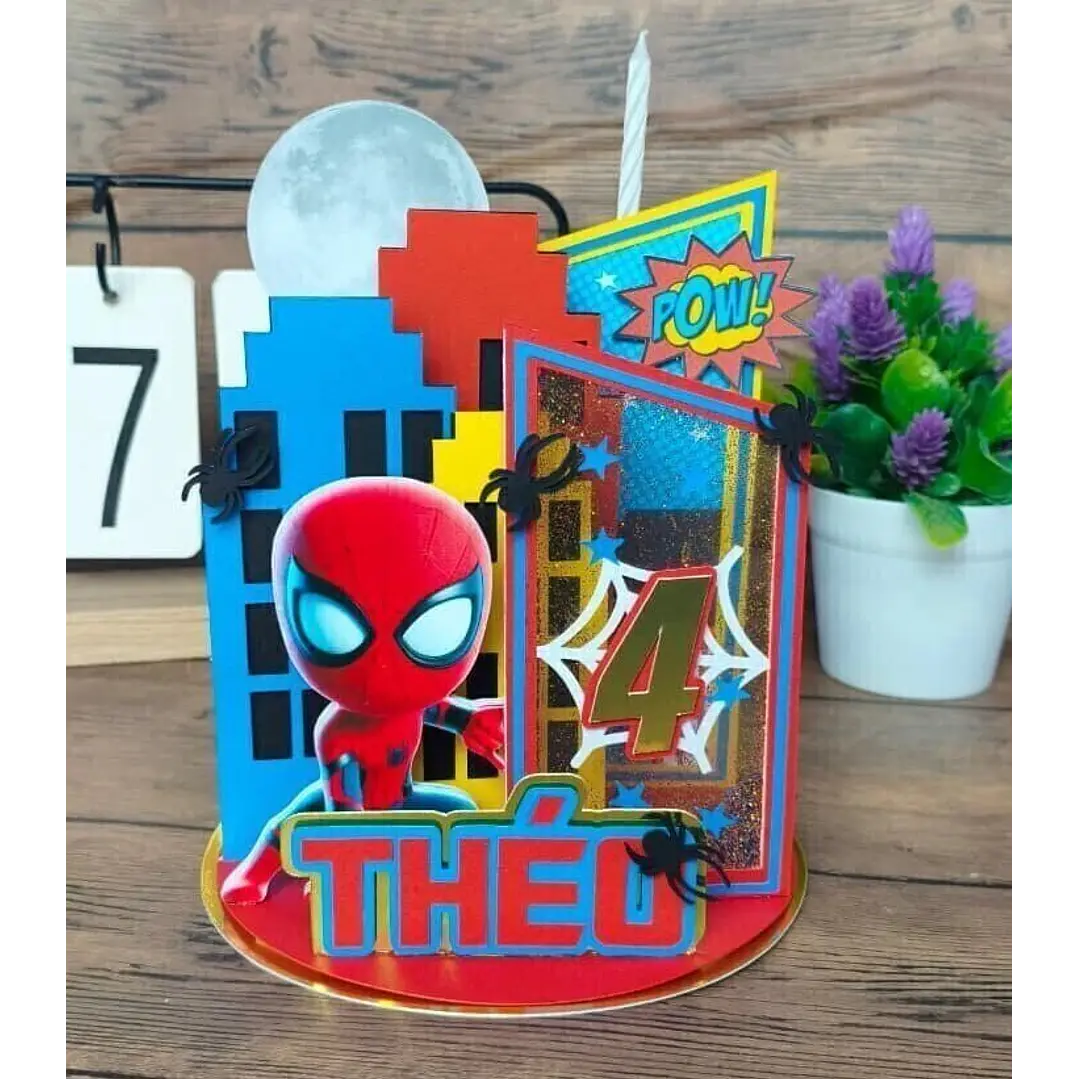 Arquivo de Corte Topo de Bolo Cenário Homem Aranha | Studio 1