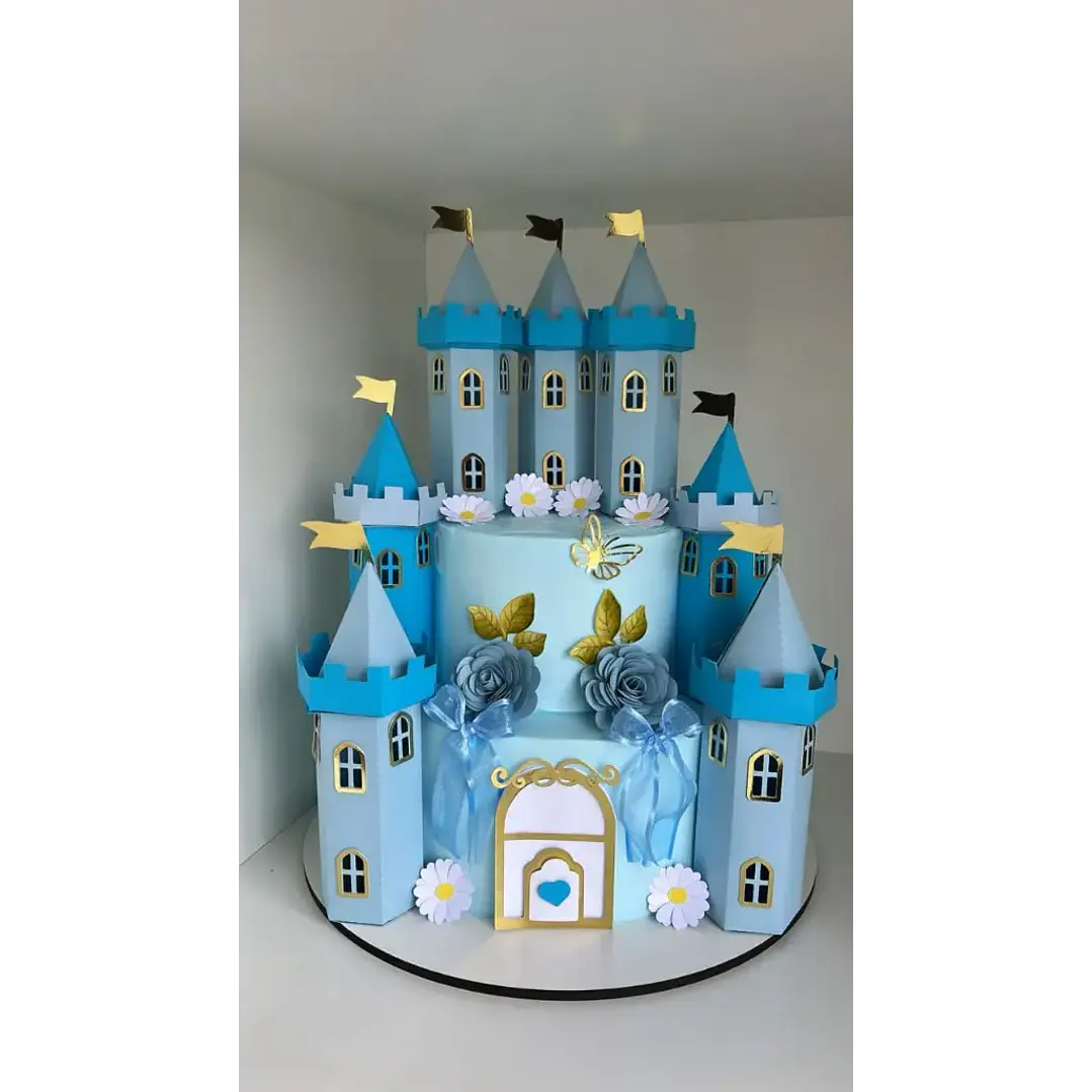 Arquivo de Corte Topo de Bolo Cenário Castelo  3d 01  | Studio 1
