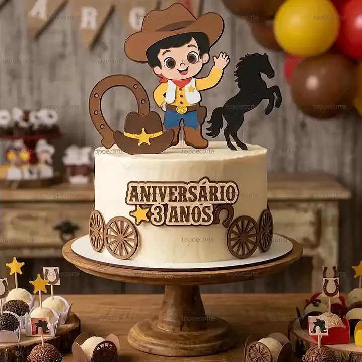 Arquivo de Corte Topo de Bolo Cowboy Menino 01 | Studio 1