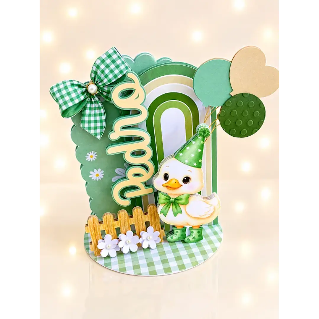 Arquivo de Corte Topo de Bolo Cenário Pato Verde | Studio + PDF 1