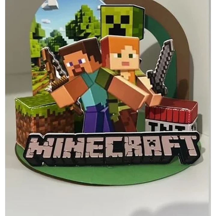 Arquivo de Corte Topo de Bolo Cenário Minecraft 1 | Studio 1