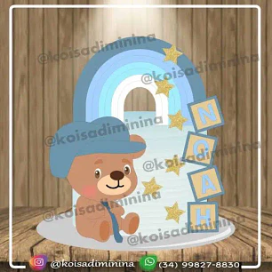 Arquivo de Corte Topo de Bolo Ursinho Arco-Íris 1 | Studio