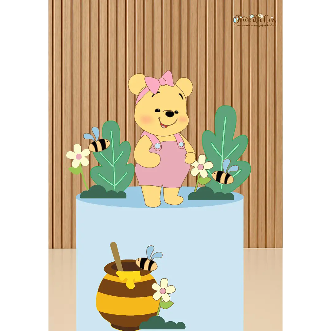 Arquivo de Corte Topo de Bolo Ursinho Pooh Menina 22 | Studio 1