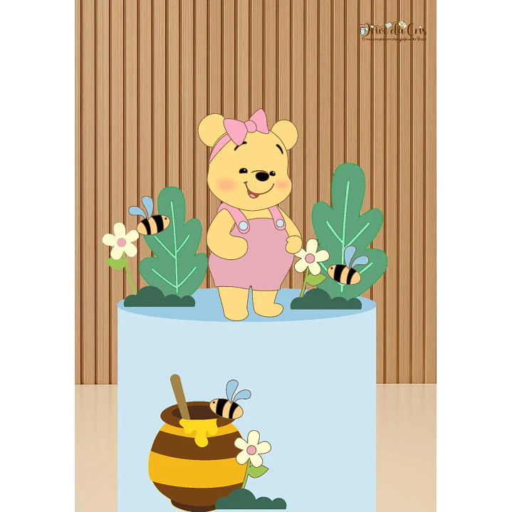 Arquivo de Corte Topo de Bolo Ursinho Pooh Menina 22 | Studio 1