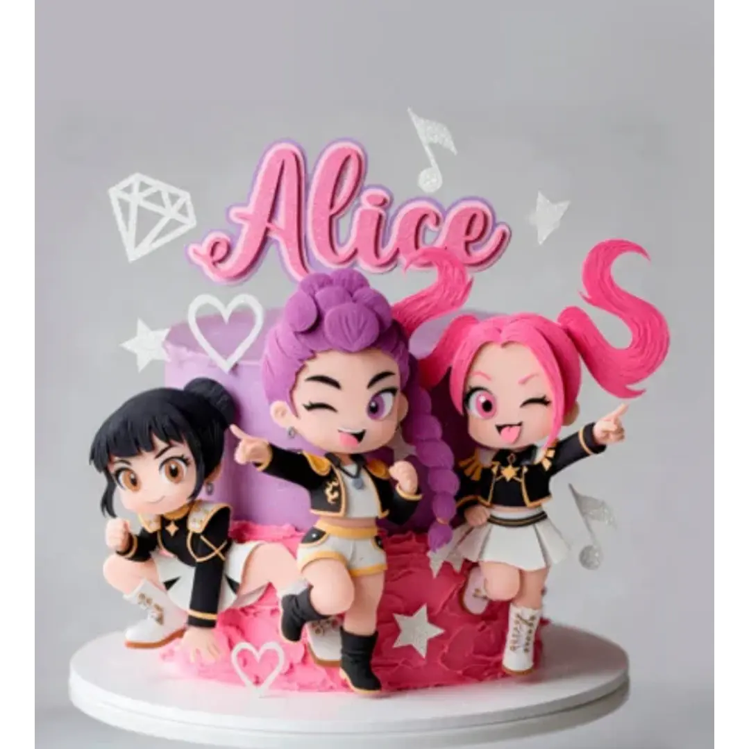 Arquivo de Corte Topo de Bolo Guerreiras do K-pop | Studio + PDF 1