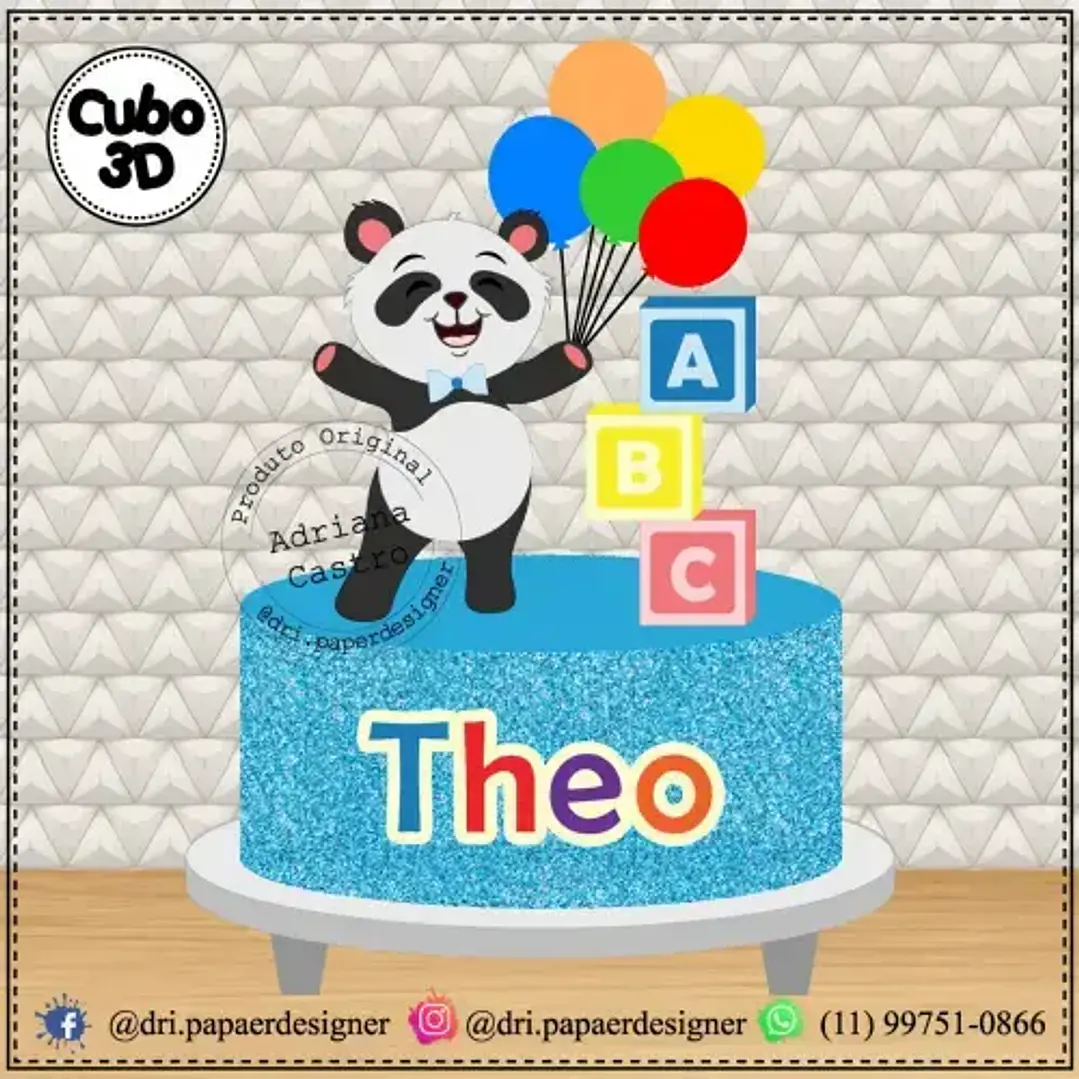 Arquivo de Corte Topo de Bolo Panda 3 | Studio 1