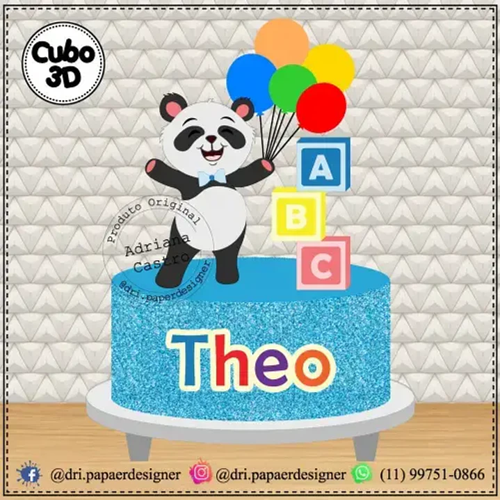 Arquivo de Corte Topo de Bolo Panda 3 | Studio 1