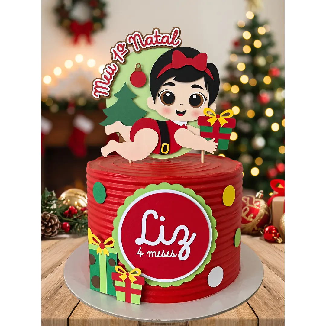 Arquivo de Corte Topo de Bolo Natal Bebê Menina 24 | Studio 1