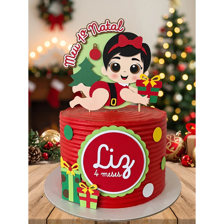 Arquivo de Corte Topo de Bolo Natal Bebê Menina 24 | Studio 1