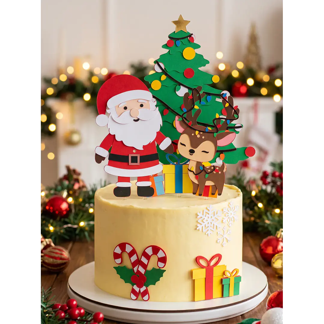 Arquivo de Corte Topo de Bolo Natal Papai Noel e Rena 75 | Studio 1
