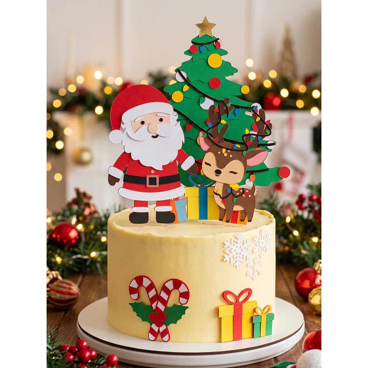 Arquivo de Corte Topo de Bolo Natal Papai Noel e Rena 75 | Studio 1