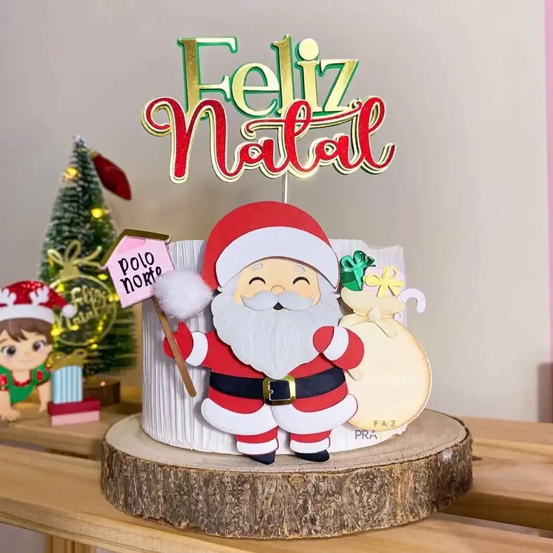 Arquivo de Corte Topo de Bolo Natal Papai Noel Polo Norte | Studio 1