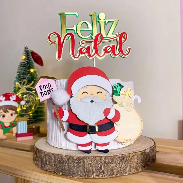 Arquivo de Corte Topo de Bolo Natal Papai Noel Polo Norte | Studio 1