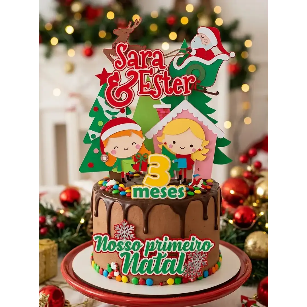 Arquivo de Corte Topo de Bolo Natal Menina 12 | Studio 1