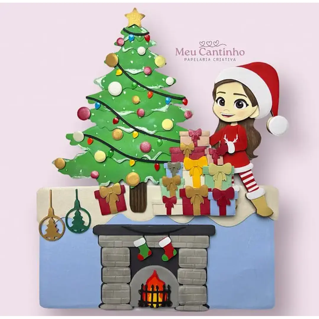 Arquivo de Corte Topo de Bolo Natal Menina 13 | Studio 1