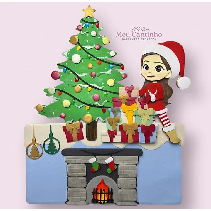 Arquivo de Corte Topo de Bolo Natal Menina 13 | Studio 1
