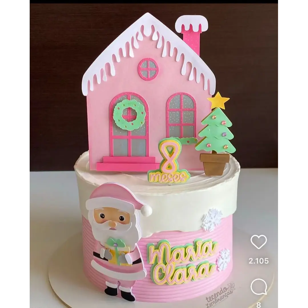 Arquivo de Corte Topo de Bolo Natal Papai Noel Rosa 76 | Studio 1