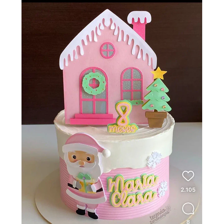 Arquivo de Corte Topo de Bolo Natal Papai Noel Rosa 76 | Studio 1