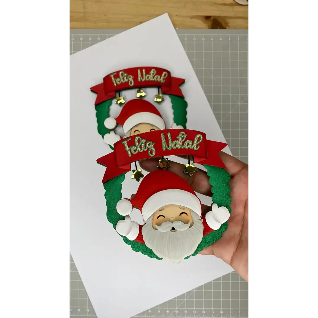 Arquivo de Corte Topo de Bolo Natal Papai Noel e Guirlanda 77 | Studio 1