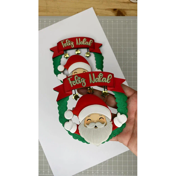 Arquivo de Corte Topo de Bolo Natal Papai Noel e Guirlanda 77 | Studio 1