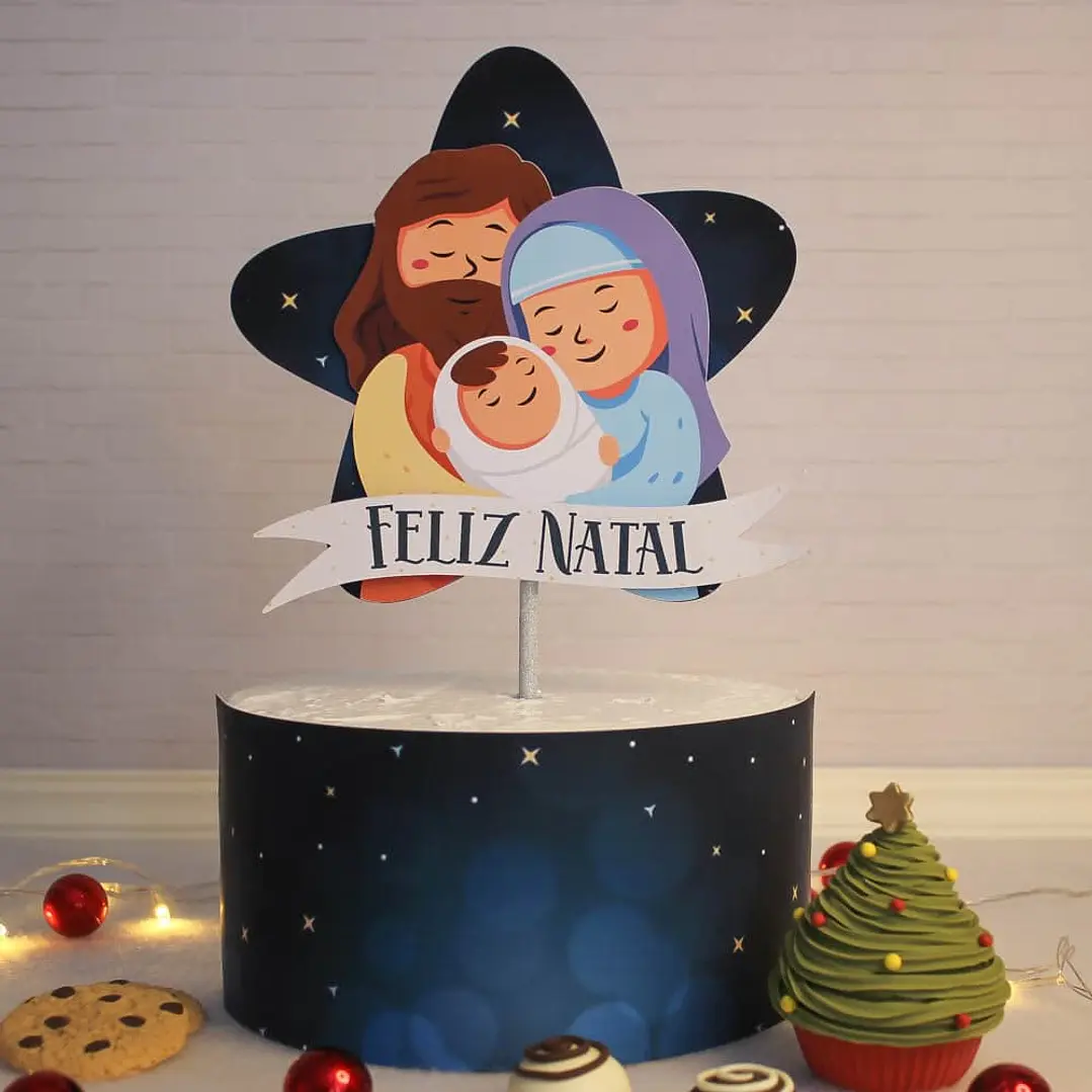 Arquivo de Corte Topo de Bolo Natal Presépio Modelo 1 | Studio + PDF 1