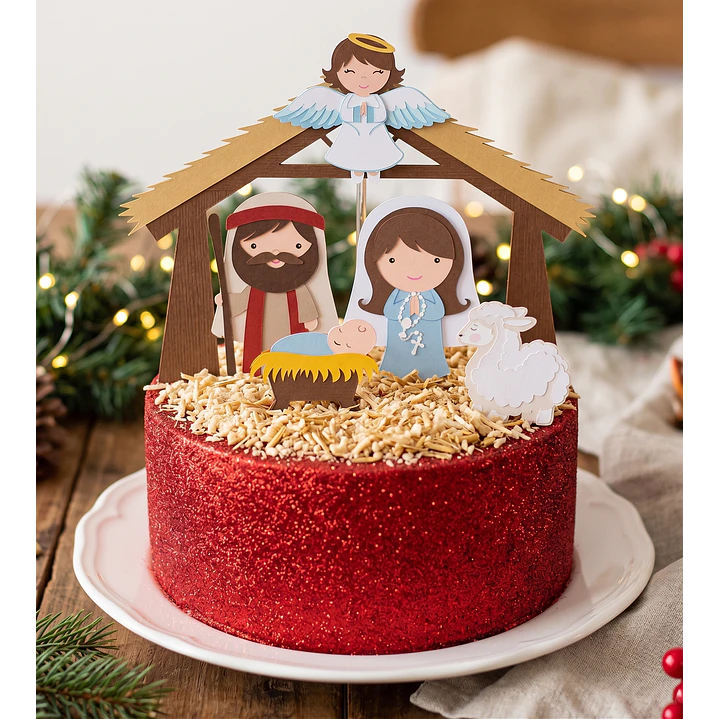 Arquivo de Corte Topo de Bolo Natal Presépio | Studio + PDF 1