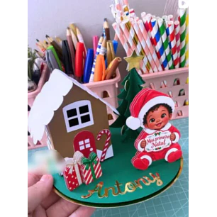 Arquivo de Corte Topo de Bolo Natal Baby | Studio + PDF + SVG