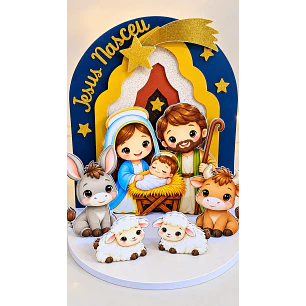 Arquivo de Corte Topo de Bolo Cenário Natal Presépio | Studio