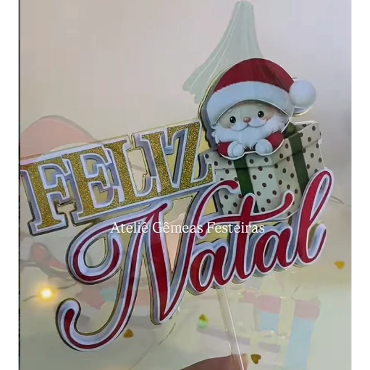 Arquivo de Corte Topo de Bolo Gatinho Natal | Studio 1