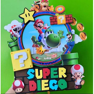 Arquivo de Corte Topo de Bolo Super Mario 24  | Studio