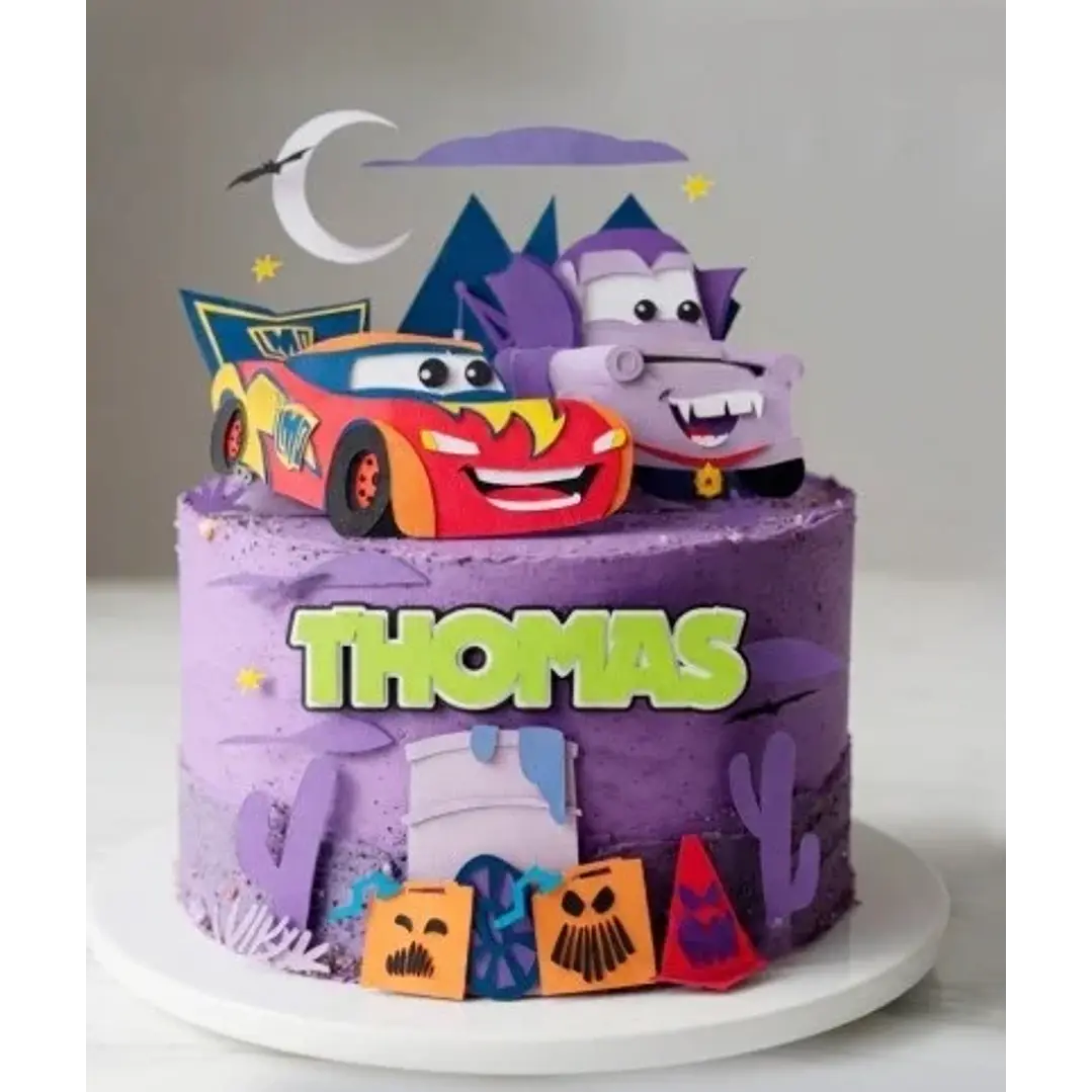 Arquivo de Corte Topo de Bolo Carros Disney Halloween 06 | Studio + PDF + SVG 1