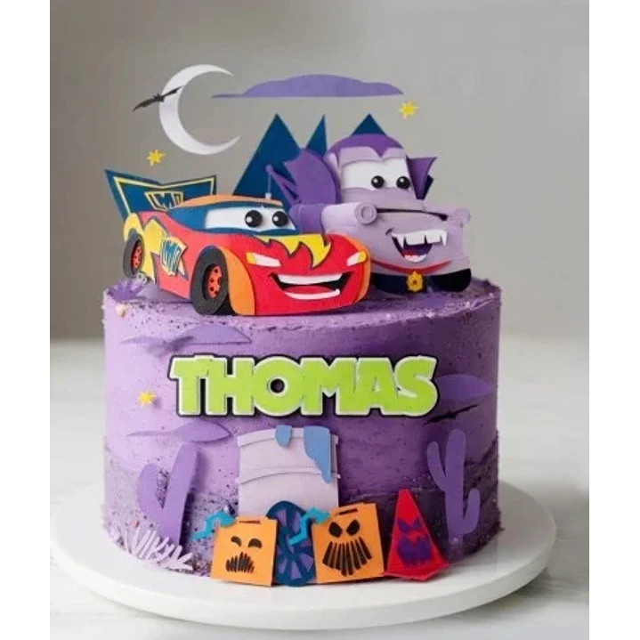 Arquivo de Corte Topo de Bolo Carros Disney Halloween 06 | Studio + PDF + SVG 1