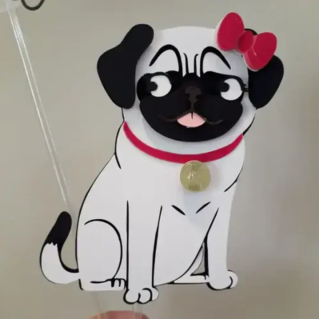 Arquivo de Corte Topo de Bolo Pets Cachorrinho Pug 5 | Studio 1