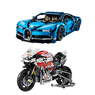 Bugatti Chiron - 3.599 Piezas o Lamborghini Sian - 3.696 Piezas + Moto de regalo