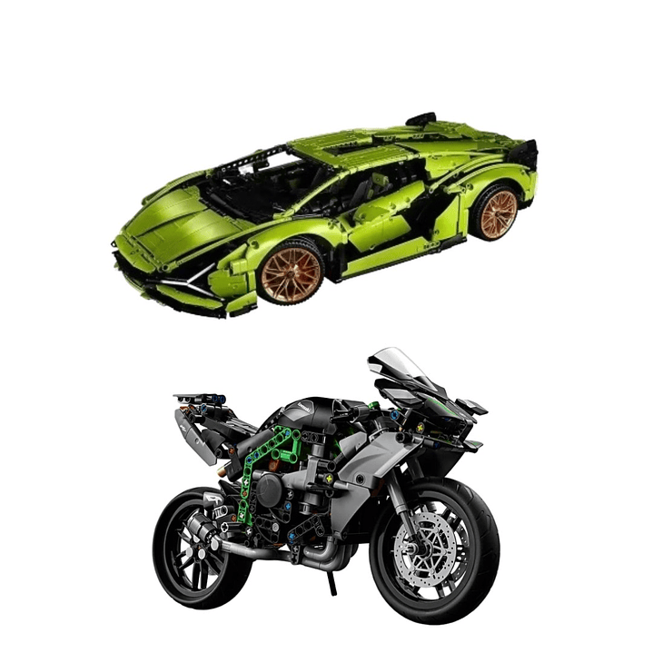 Bugatti Chiron - 3.599 Piezas o Lamborghini Sian - 3.696 Piezas + Moto de regalo 7