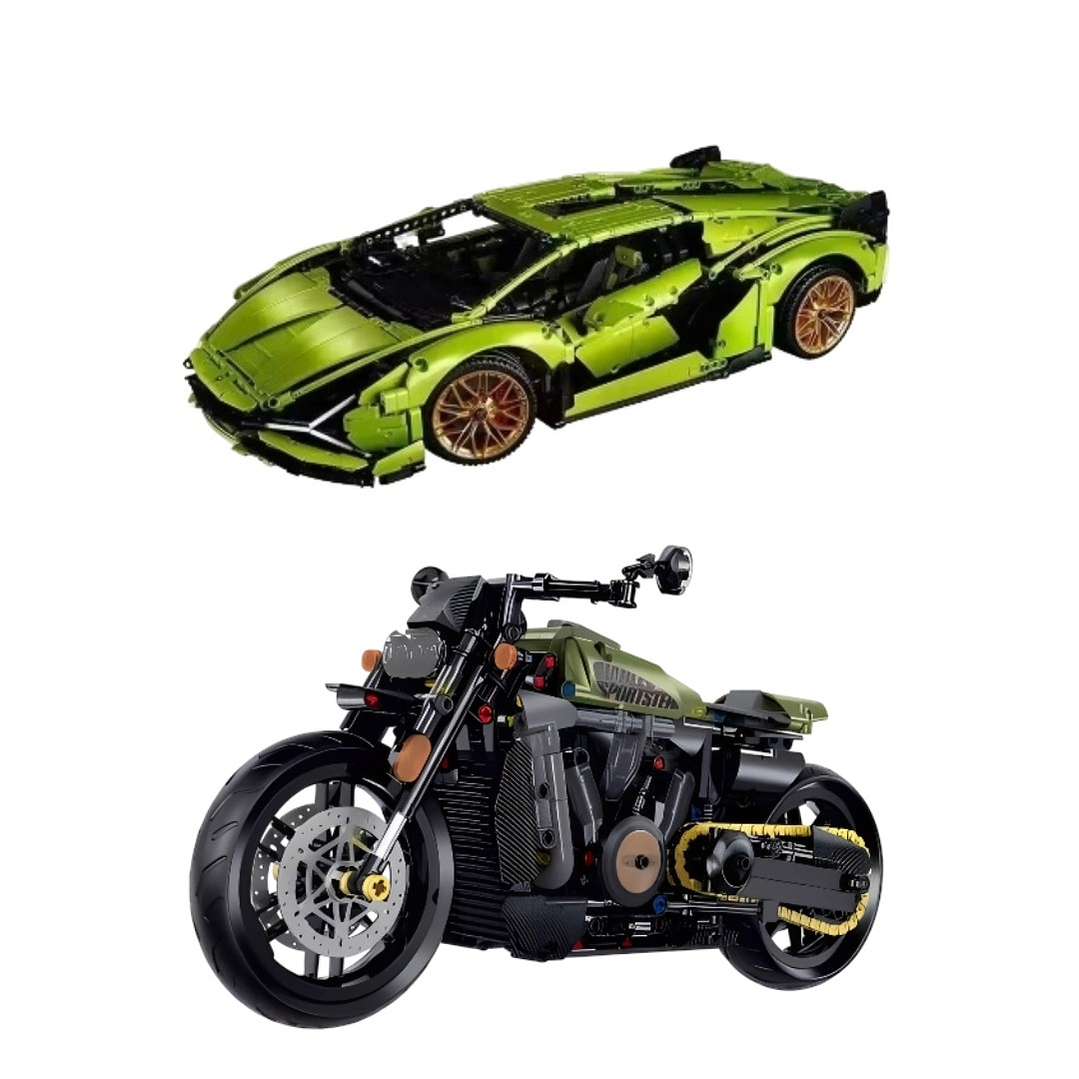 Bugatti Chiron - 3.599 Piezas o Lamborghini Sian - 3.696 Piezas + Moto de regalo 8